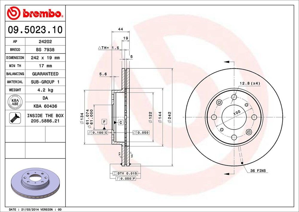 1989, 1988, 1987, 1986 Acura Integra Disc Brake Rotor