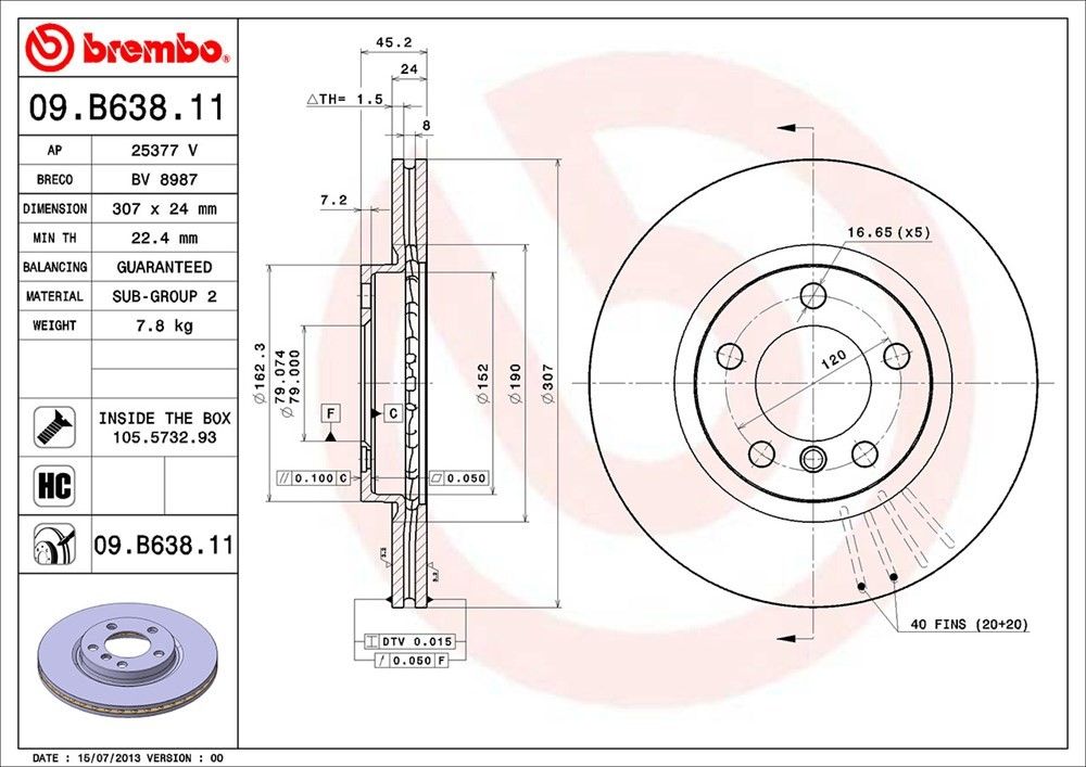 2016, 2015, 2014, 2013 Mini Cooper Paceman Countryman Disc Brake Rotor