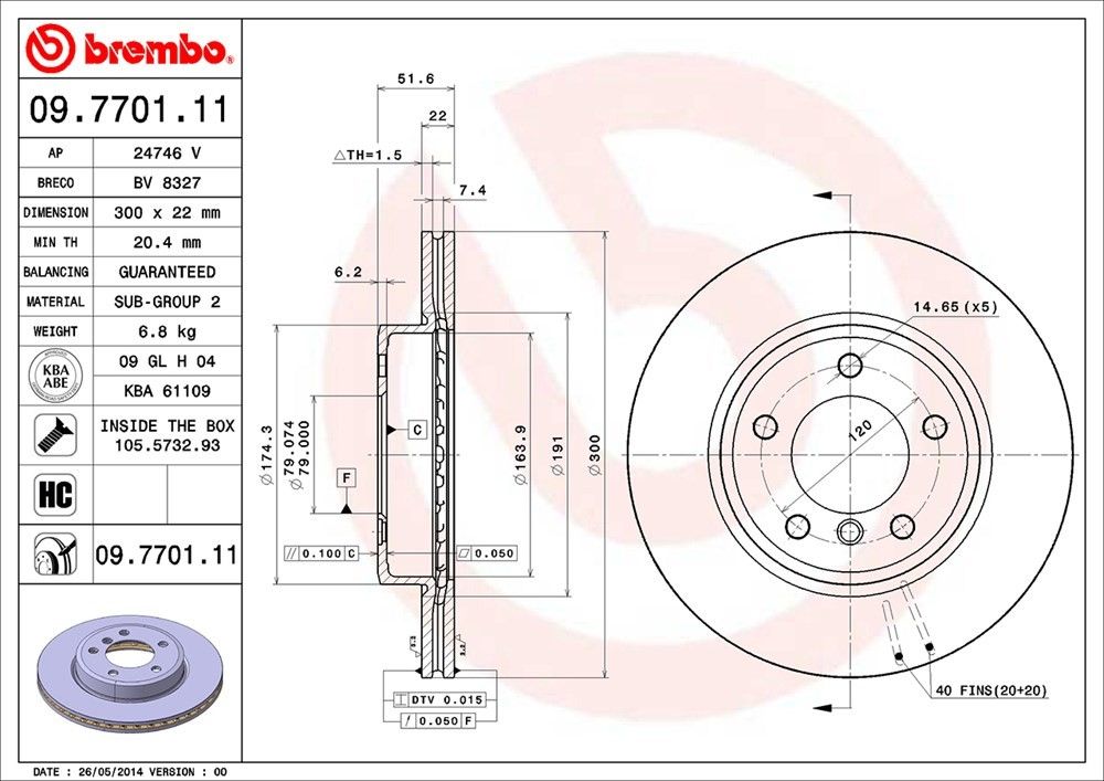 2003-2008 BMW 323Ci Disc Brake Rotor Brembo