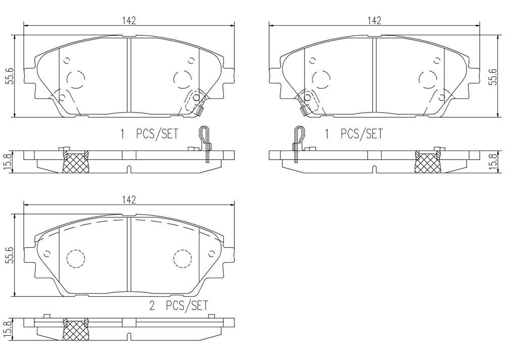 2018, 2017, 2016, 2015, 2014 Mazda 3 Disc Brake Pad Set