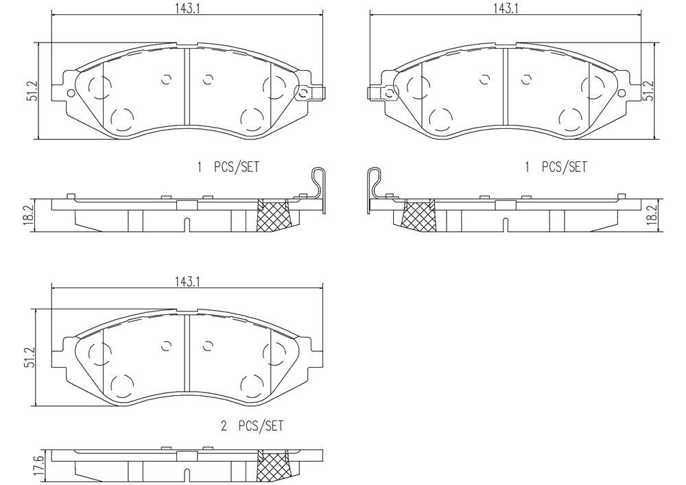 2008, 2007, 2006, 2005 Pontiac Wave Disc Brake Pad Set
