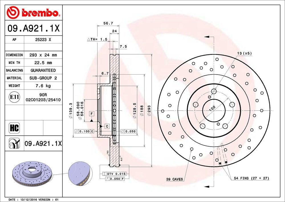 2014, 2013, 2012, 2011, 2010, 2009, 2008, 2007, 2006, 2005 Subaru Outback Disc Brake Rotor