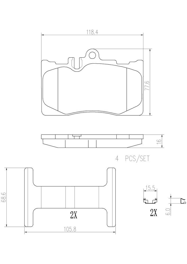 2006, 2005, 2004, 2003, 2002, 2001 Lexus LS430 Disc Brake Pad Set