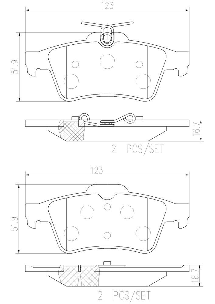 2013, 2012, 2011, 2010, 2009, 2008, 2007, 2006, 2005, 2004 Mazda 3 Disc Brake Pad Set