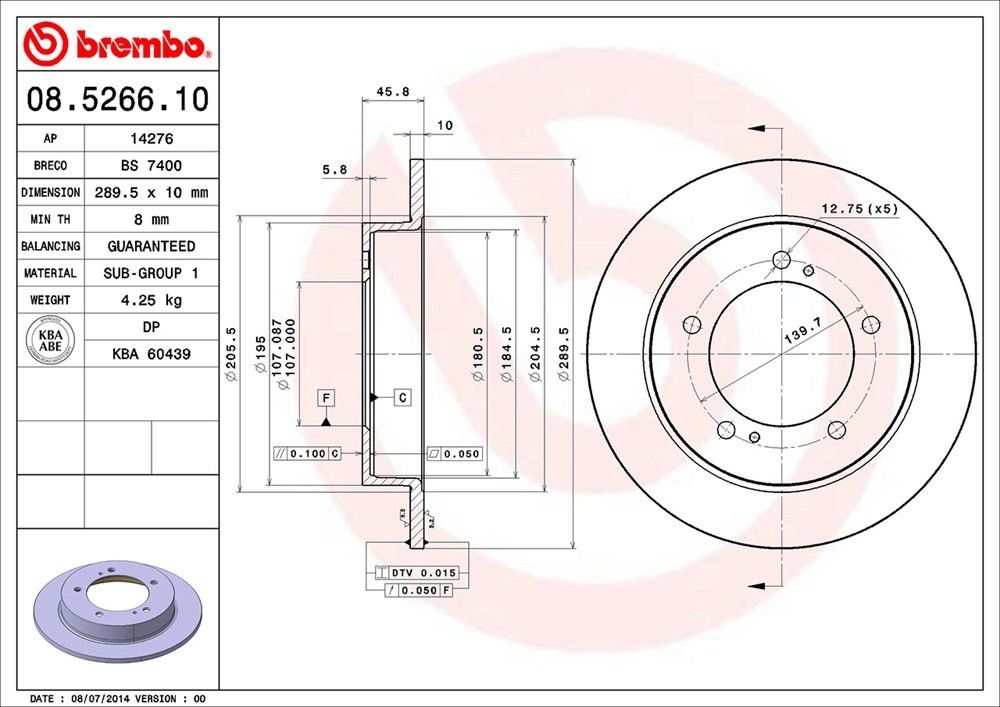 1997, 1996, 1995, 1994, 1993, 1992, 1991, 1990, 1989 Geo Tracker Disc Brake Rotor