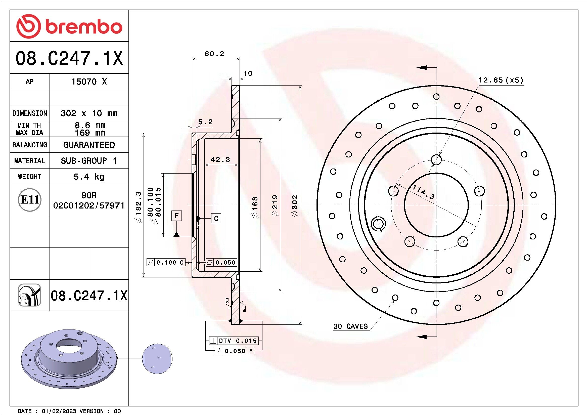 2017, 2016, 2015, 2014, 2013, 2012, 2011, 2010, 2009, 2008, 2007 Jeep Compass Disc Brake Rotor