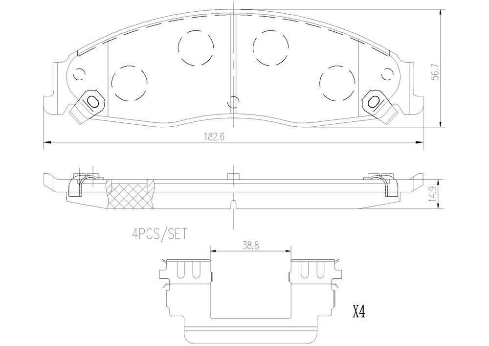 2008, 2007, 2006, 2005 Cadillac STS Disc Brake Pad Set