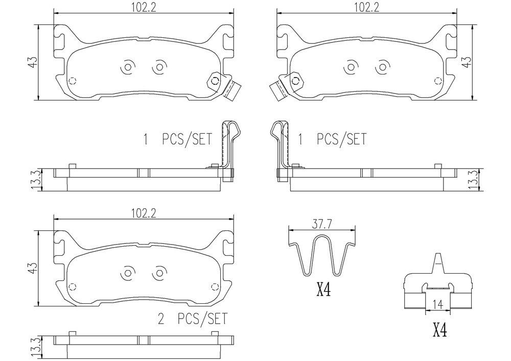 2005, 2004, 2003, 2002, 2001, 2000, 1999, 1998, 1997, 1996, 1995, 1994 Mazda Miata Disc Brake Pad Set