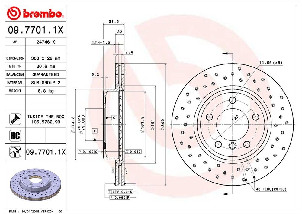 2003-2008 BMW 323Ci Disc Brake Rotor Brembo