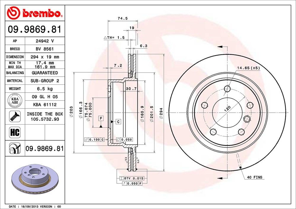 2003-2008 BMW Z4 Disc Brake Rotor Brembo