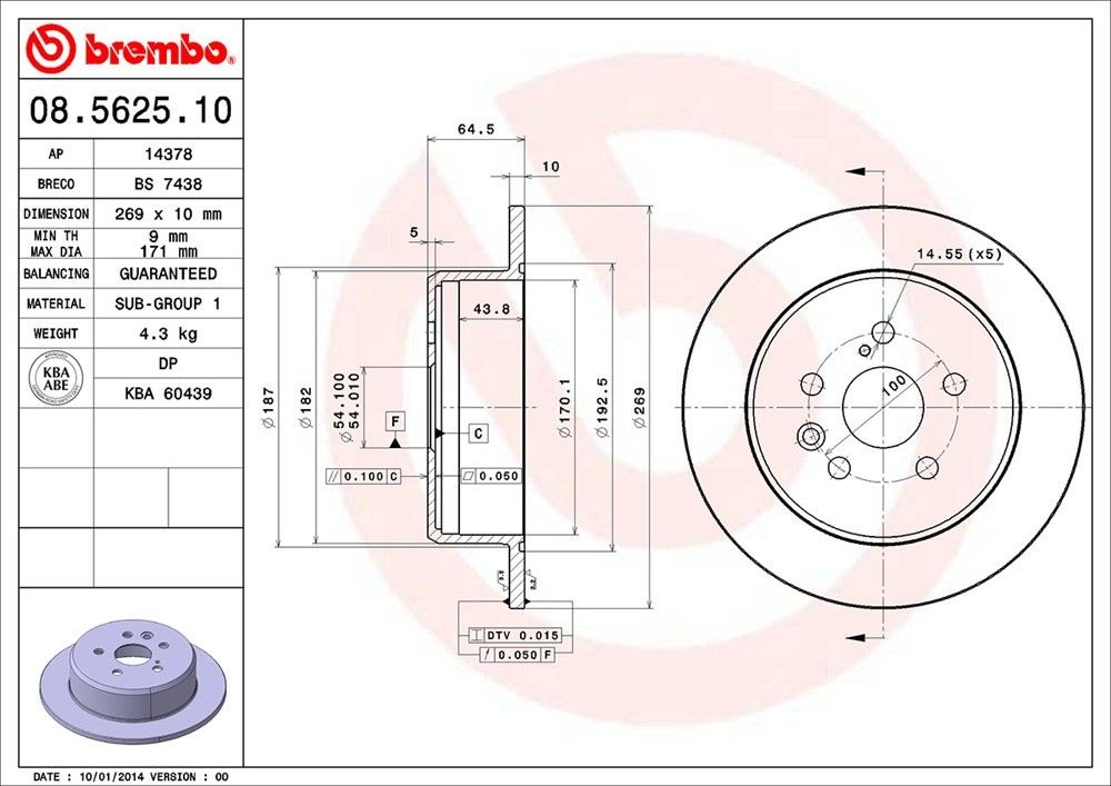 1991, 1990 Lexus ES250 Disc Brake Rotor