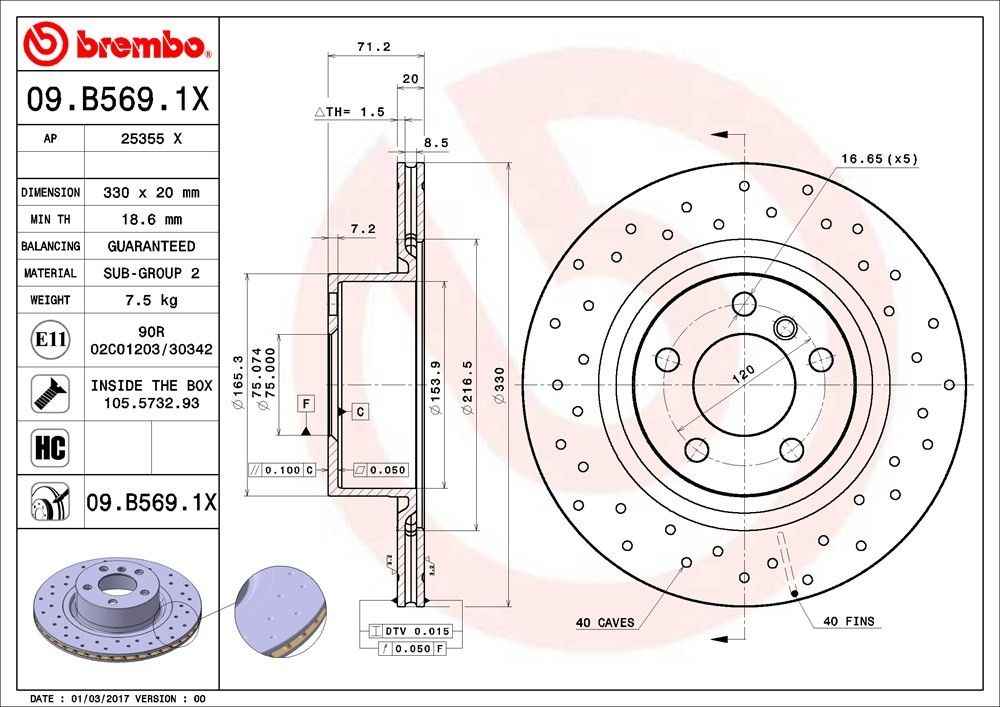2017, 2016, 2015, 2014, 2013, 2012, 2011, 2010 BMW X3 Disc Brake Rotor