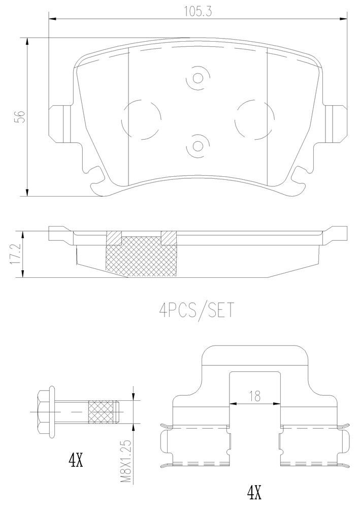 2011, 2010, 2009, 2008, 2007 Audi S6 Quattro Disc Brake Pad Set