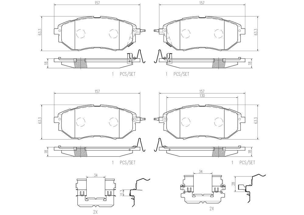 2019, 2018, 2017, 2016, 2015, 2014, 2013, 2012, 2011, 2010 Subaru Outback Tribeca Disc Brake Pad Set