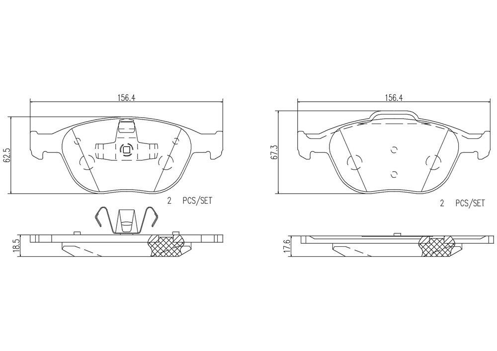 2013, 2012, 2011, 2010 Ford Transit Connect Disc Brake Pad Set