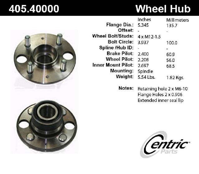 1988-2000 Honda Civic Wheel Bearing and Hub Assembly - Rear (Centric)