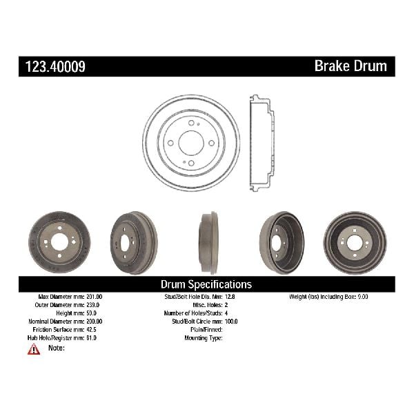 2007-2008 Honda Fit Brake Drum - Rear (Centric)