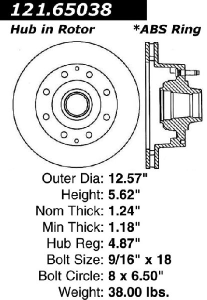 1994 Ford E-350 Econoline Disc Brake Rotor and Hub Assembly - Front (Centric)