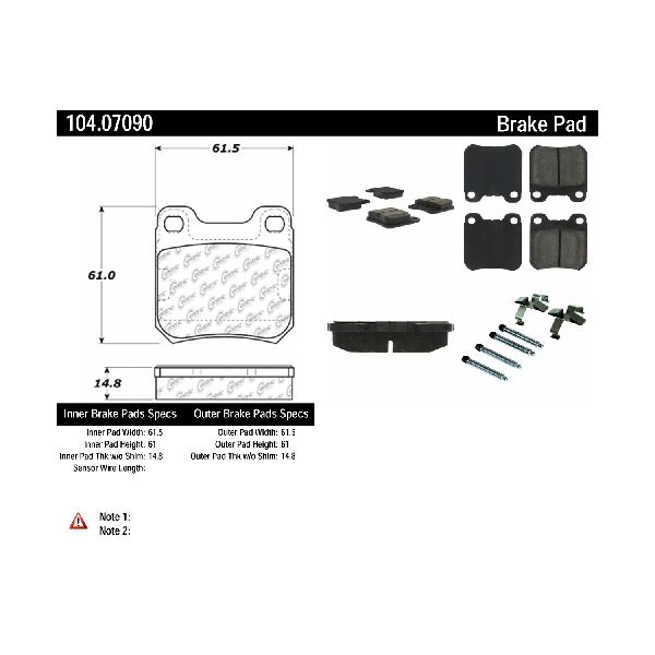 1999-2003 Saab 9-3 Disc Brake Pad Set - Rear (Centric)
