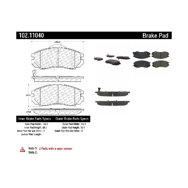 2004-2008 Hyundai Tiburon Disc Brake Pad Set - Front (Centric)