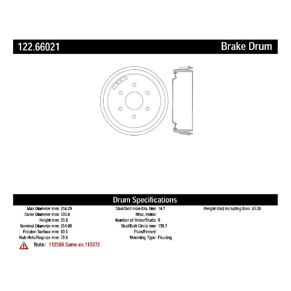 1988-1999 Chevrolet K1500 Brake Drum - Rear (Centric)