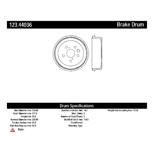 1996-2005 Toyota RAV4 Brake Drum - Rear (Centric)
