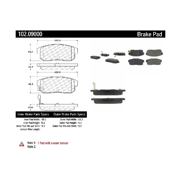 2001-2006 Nissan Sentra Disc Brake Pad Set - Rear (Centric)