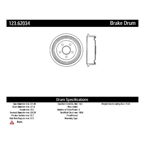 2003-2005 Chevrolet Cavalier Brake Drum - Rear (Centric)