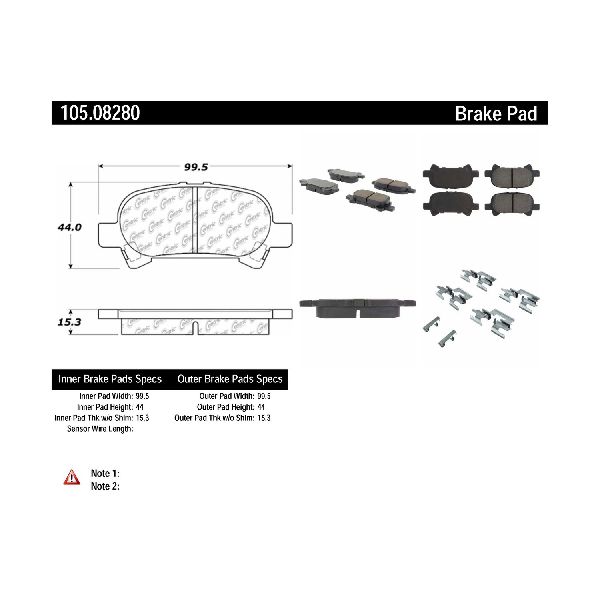 2004-2008 Toyota Solara Disc Brake Pad Set - Rear (Centric)