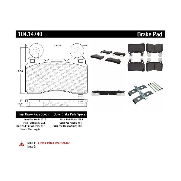 2010-2022 Chevrolet Camaro Disc Brake Pad Set - Front (Centric)