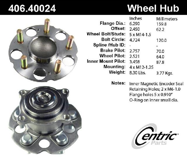 2005-2017 Honda Odyssey Wheel Bearing and Hub Assembly - Rear (Centric)