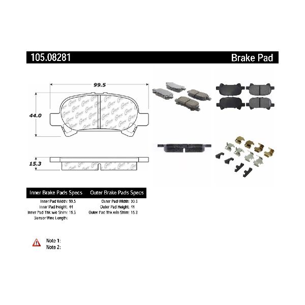 2000-2003 Toyota Solara Disc Brake Pad Set - Rear (Centric)