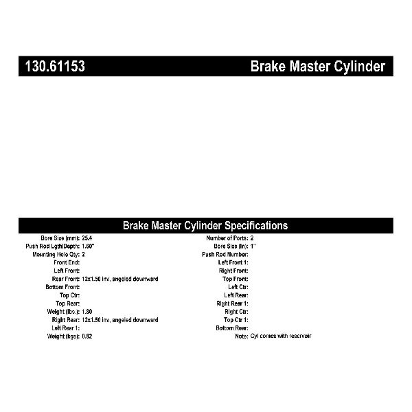 2013-2020 Lincoln MKZ Brake Master Cylinder (Centric)