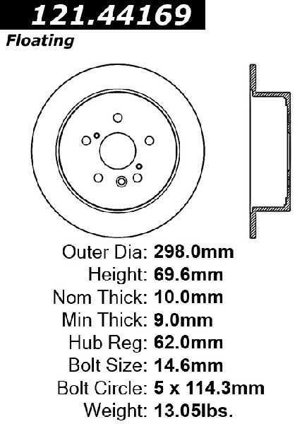 2009-2016 Toyota Venza Disc Brake Rotor - Rear (Centric)