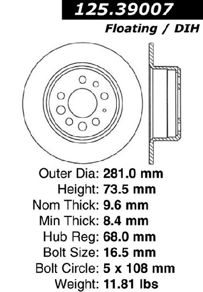 1975 Volvo 164 Disc Brake Rotor - Rear (Centric)