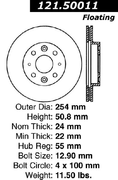 2003-2005 Kia Rio Disc Brake Rotor - Front (Centric)