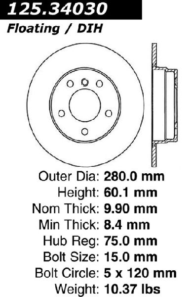 1998-1999 BMW 323i Disc Brake Rotor - Rear (Centric)