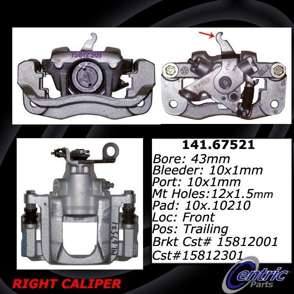 2009-2013 Dodge Journey Disc Brake Caliper - Rear Right (Centric)