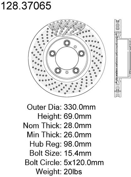 2013-2016 Porsche Boxster Disc Brake Rotor - Front Right (Centric)