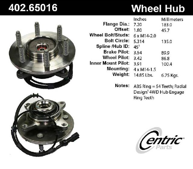 2004-2009 Ford F-150 Wheel Bearing and Hub Assembly - Front (Centric)