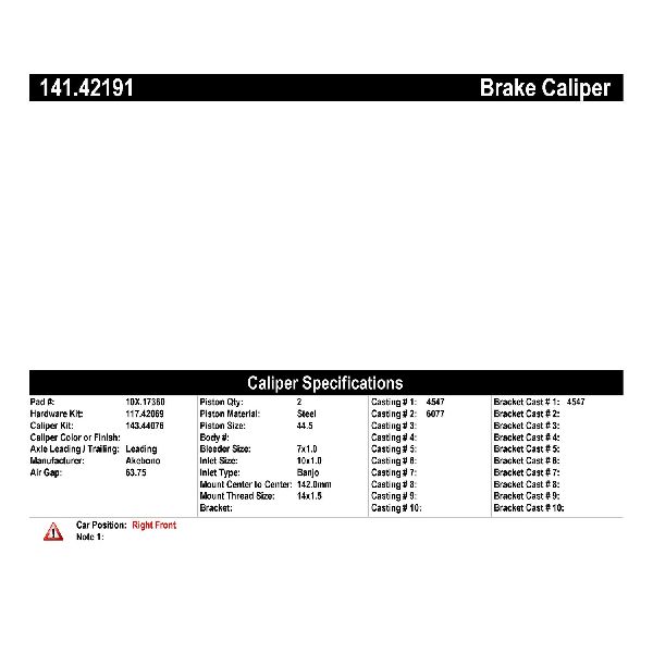 2014-2019 Nissan Rogue Disc Brake Caliper - Front Right (Centric)