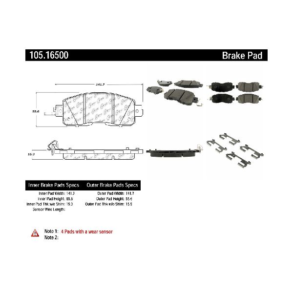 2014-2018 Nissan LEAF Disc Brake Pad Set - Front (Centric)