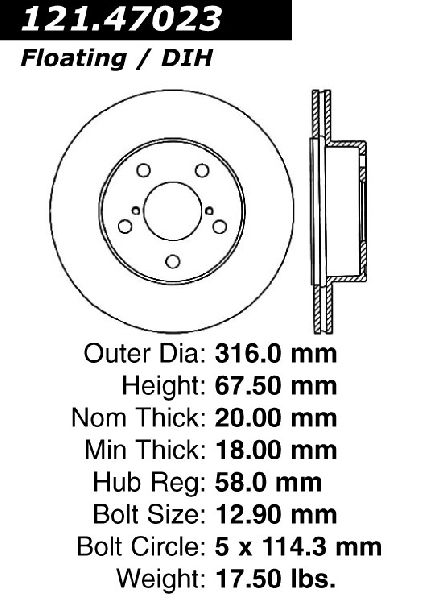 2005-2007 Subaru Impreza Disc Brake Rotor - Rear (Centric)