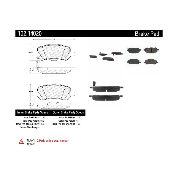 2009-2016 Toyota Venza Disc Brake Pad Set - Rear (Centric)
