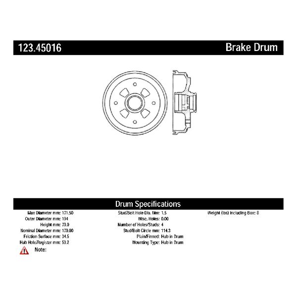 1988-1993 Ford Festiva Brake Drum - Rear (Centric)