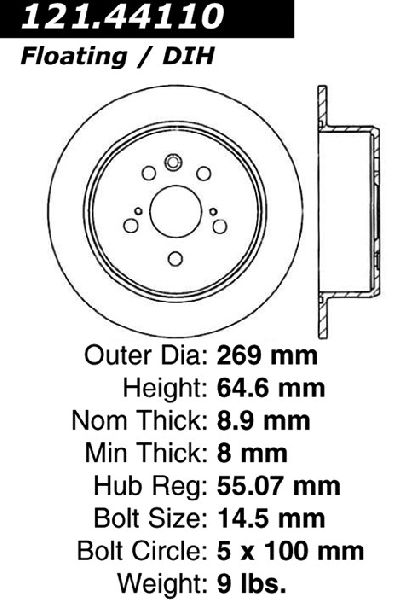 1996-1999 Toyota Celica Disc Brake Rotor - Rear (Centric)