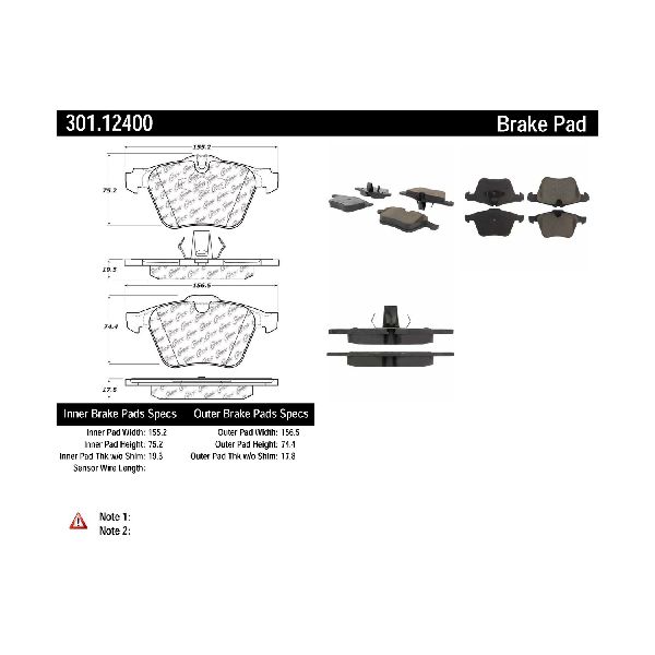 2007-2015 Volvo S80 Disc Brake Pad Set - Front (Centric)