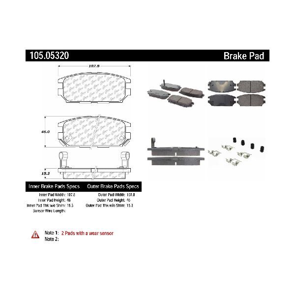 2007-2009 Mitsubishi Galant Disc Brake Pad Set - Rear (Centric)