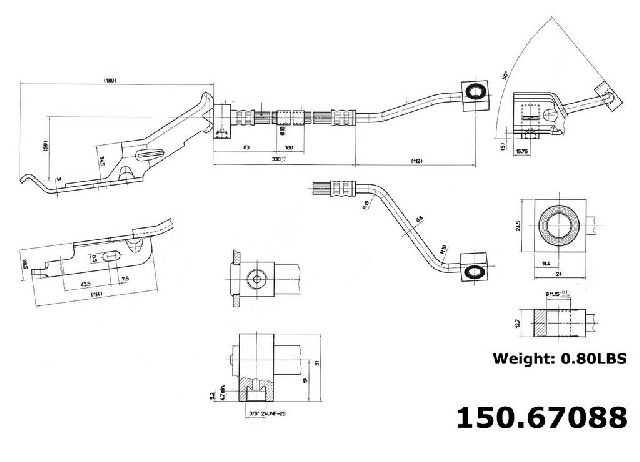 2001-2007 Dodge Caravan Brake Hydraulic Hose - Front Left (Centric)