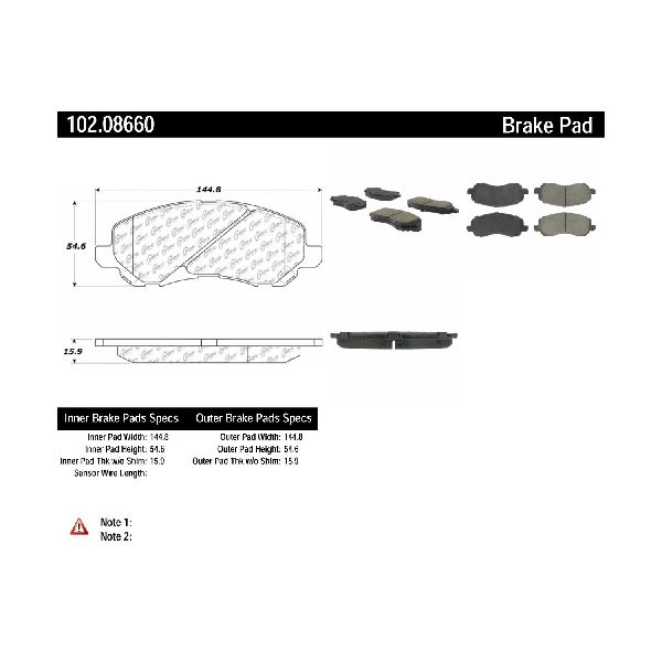 2008-2014 Dodge Avenger Disc Brake Pad Set - Front (Centric)
